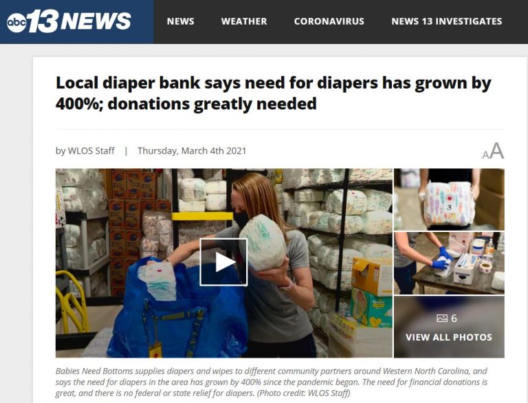 March 4, 2021 Amidst Pandemic, Need for Diapers Grows by 400 in WNC