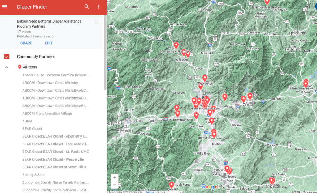 Diaper Finder Map - Babies Need Bottoms